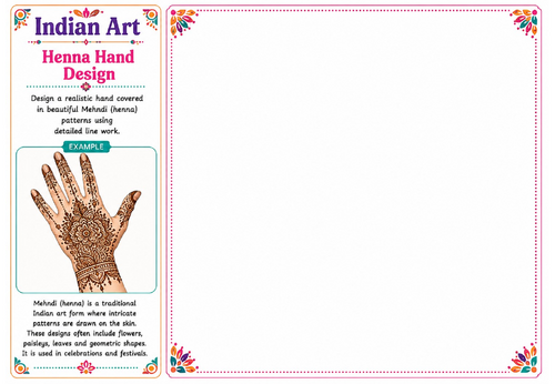 Henna Hand Design | Indian Art Worksheet | KS2 KS3 Mehndi Pattern Activity