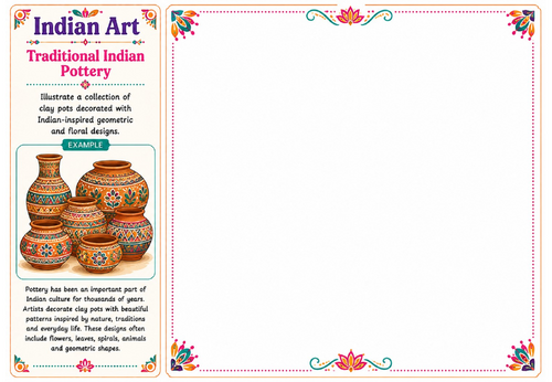 Traditional Indian Pottery | Indian Art Worksheet | KS2 KS3 Decorative Ceramics Activity