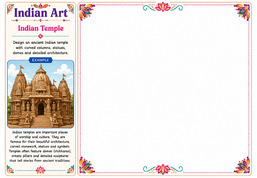 Indian Temple | Indian Art Worksheet | KS2 KS3 Architecture & Heritage Activity