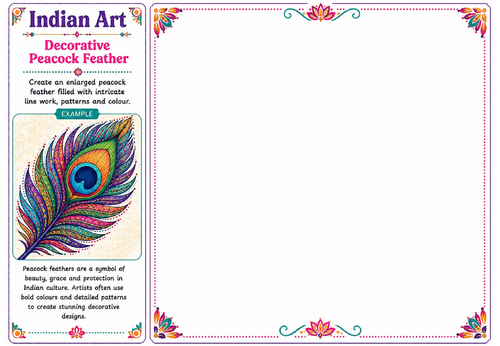 Decorative Peacock Feather | Indian Art Worksheet | KS2 KS3 Pattern Drawing Activity