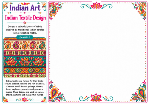 Indian Textile Design | Indian Art Worksheet | KS2 KS3 Pattern & Textile Activity