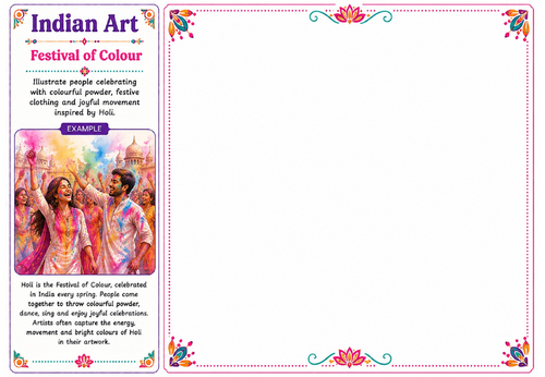 Festival of Colour | Indian Art Worksheet | KS2 KS3 Holi Celebration Activity