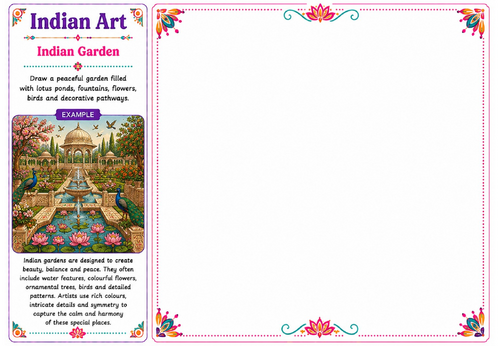 Indian Garden | Indian Art Worksheet | KS2 KS3 Landscape Drawing Activity