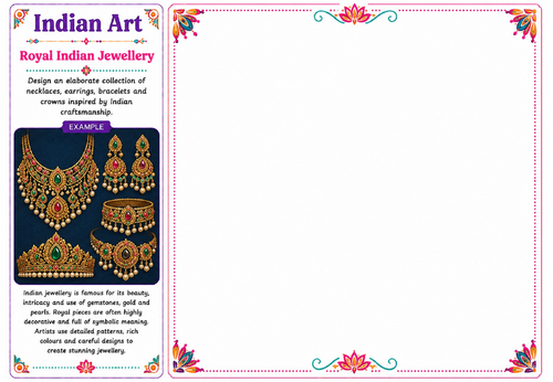 Royal Indian Jewellery | Indian Art Worksheet | KS2 KS3 Decorative Design Activity