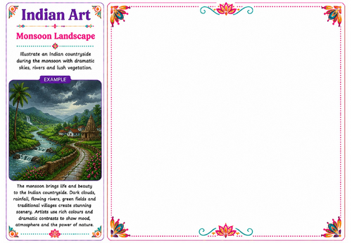 Monsoon Landscape | Indian Art Worksheet | KS2 KS3 Landscape Art Activity