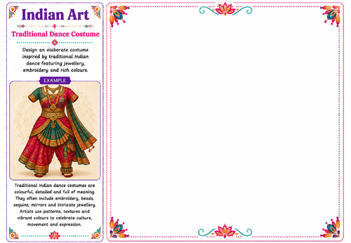 Traditional Dance Costume | Indian Art Worksheet | KS2 KS3 Costume Design Activity