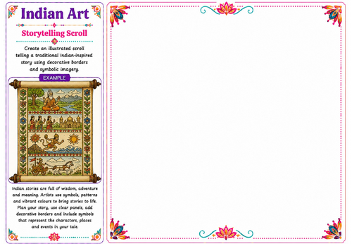 Storytelling Scroll | Indian Art Worksheet | KS2 KS3 Narrative Art Activity