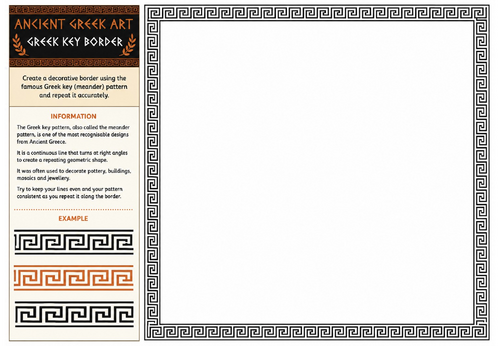 Ancient Greek Art Worksheet – Greek Key Border | Pattern Drawing | KS2 KS3 Art Cover Lesson
