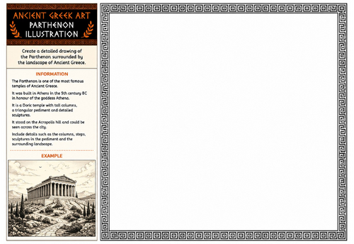 Ancient Greek Art Worksheet – Parthenon Illustration | KS2 KS3 Architecture Drawing