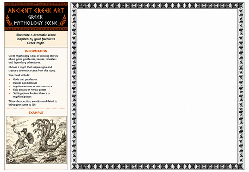Ancient Greek Art Worksheet – Greek Mythology Scene | Creative Drawing Activity | KS2 KS3