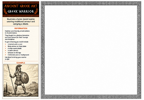 Ancient Greek Art Worksheet – Greek Warrior | Hoplite Drawing Activity | KS2 KS3