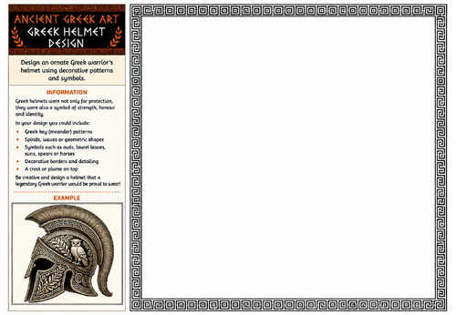 Ancient Greek Art Worksheet – Greek Helmet Design | Decorative Design Activity | KS2 KS3