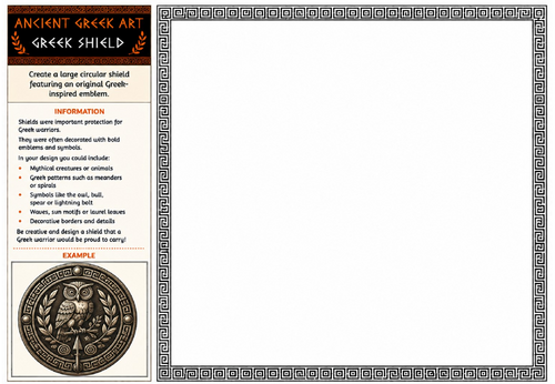 Ancient Greek Art Worksheet – Greek Shield Design | KS2 KS3 Pattern Drawing Activity