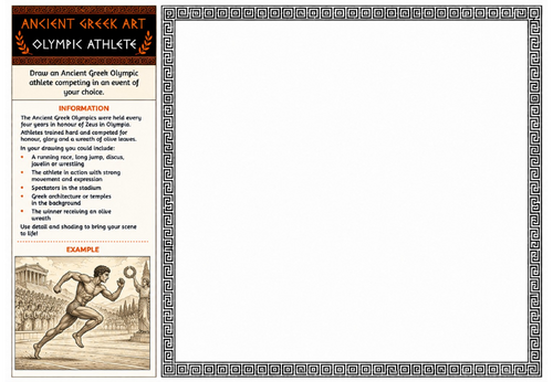 Ancient Greek Art Worksheet – Olympic Athlete | Ancient Olympics Drawing | KS2 KS3