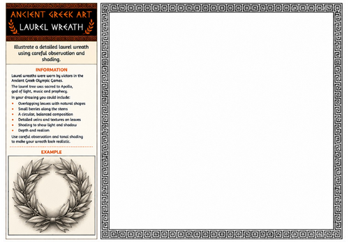 Ancient Greek Art Worksheet – Laurel Wreath | Observational Drawing | KS2 KS3