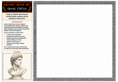 Ancient Greek Art Worksheet – Greek Statue | Marble Sculpture Drawing | KS2 KS3 Art Activity