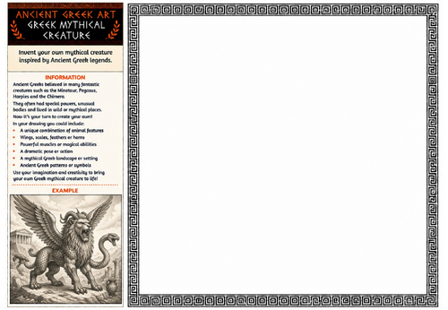 Ancient Greek Art Worksheet – Greek Mythical Creature | Creative Design Activity | KS2 KS3