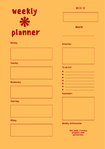 Retro Daisy Weekly Planner Printable