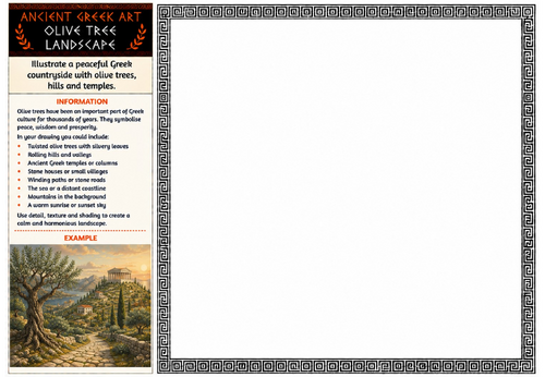 Ancient Greek Art Worksheet – Olive Tree Landscape | Landscape Drawing | KS2 KS3