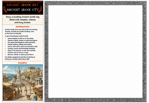 Ancient Greek Art Worksheet – Ancient Greek City | Historical Cityscape Drawing | KS2 KS3
