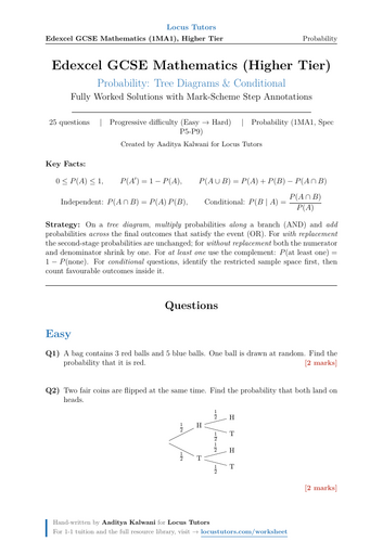 Probability | 25 Worked Examples | Edexcel GCSE Higher Maths