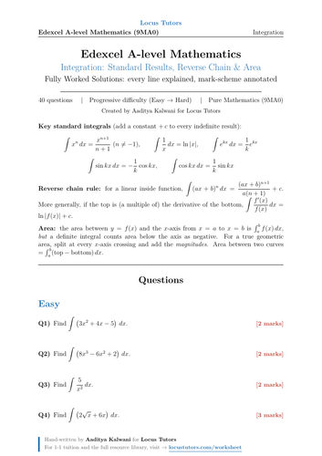 Integration | 40 Worked Examples | Edexcel A-Level Maths