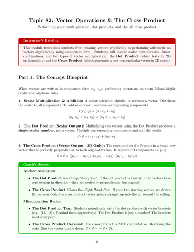 Ready-to-Teach Resource: Vector Operations, Dot Product, and Cross Product | Cover Work