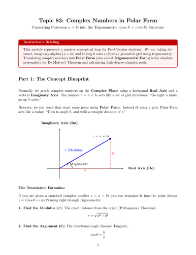 Ready-to-Teach Resource: Complex Numbers in Polar (Trigonometric) Form | Cover Work & Home Learning