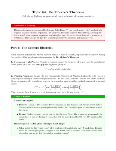 Ready-to-Teach Resource: De Moivre’s Theorem | Cover Work & Home Learning