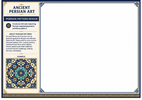 Ancient Persian Art Pattern Design Worksheet | KS2 KS3 Art | Islamic & Ancient Civilisation Patterns
