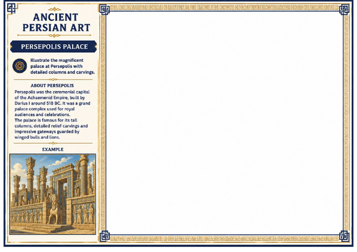 Ancient Persian Art Persepolis Palace Worksheet | KS2 KS3 Architecture Drawing Activity