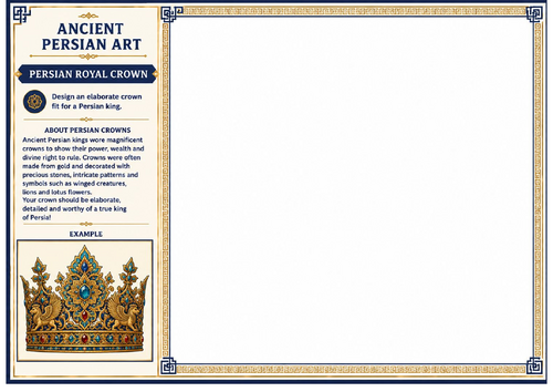 Ancient Persian Art Royal Crown Worksheet | KS2 KS3 Design Activity | Ancient Persia
