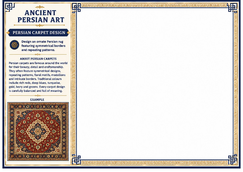Ancient Persian Art Persian Carpet Design Worksheet | KS2 KS3 Pattern Drawing Activity