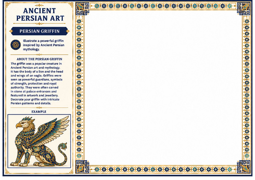 Ancient Persian Art Griffin Worksheet | KS2 KS3 Mythology Drawing Activity