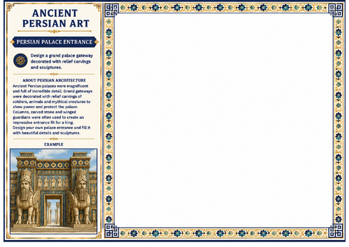 Ancient Persian Art Palace Entrance Worksheet | KS2 KS3 Architecture Drawing