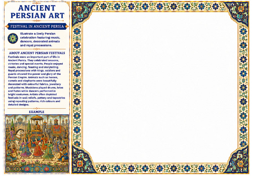 Ancient Persian Art Festival Worksheet | KS2 KS3 Cultural Celebration Drawing