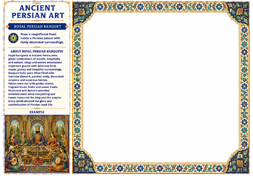 Ancient Persian Art Royal Banquet Worksheet | KS2 KS3 Historical Scene Drawing