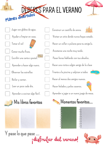 Spanish infinitive verbs Planes de verano Summer plans