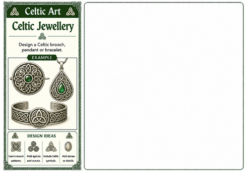 Celtic Jewellery Design | Celtic Art Worksheet | Decorative Jewellery Drawing | KS2 KS3