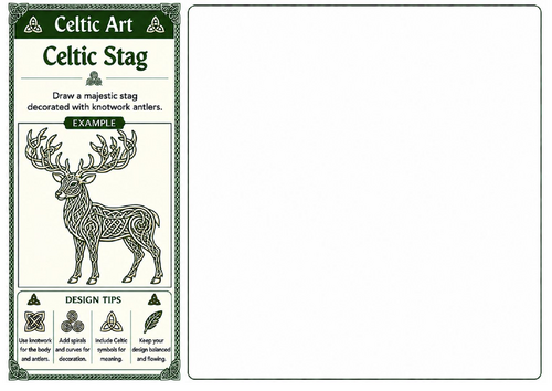 Celtic Stag | Celtic Art Drawing Worksheet | Decorative Animal Design | KS2 KS3