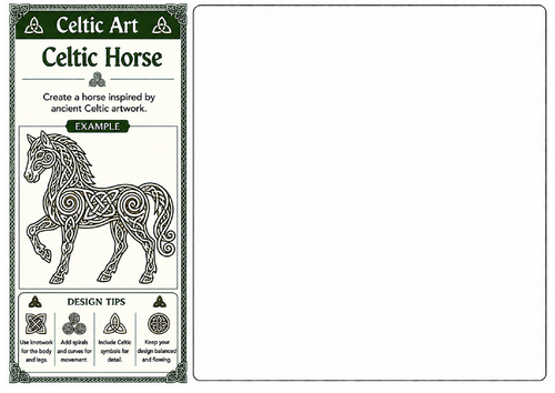Celtic Horse | Celtic Art Drawing Worksheet | Decorative Horse Design | KS2 KS3