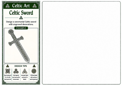 Celtic Sword | Celtic Art Worksheet | Decorative Weapon Design Activity | KS2 KS3
