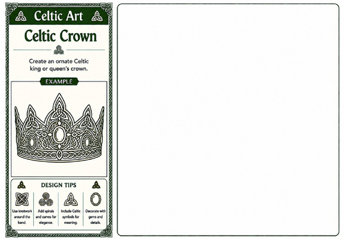 Celtic Crown | Celtic Art Drawing Worksheet | Decorative Crown Design | KS2 KS3