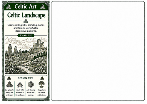 Celtic Landscape | Celtic Art Worksheet | Decorative Landscape Drawing | KS2 KS3