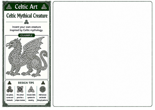 Celtic Mythical Creature | Celtic Art Worksheet | Fantasy Creature Drawing | KS2 KS3