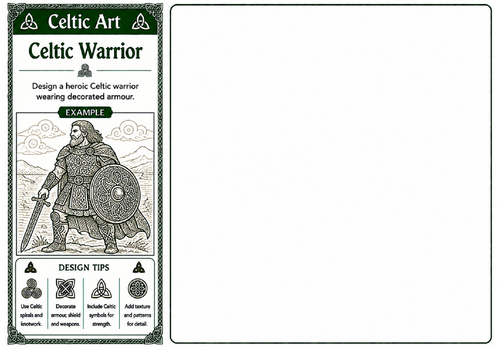Celtic Warrior | Celtic Art Drawing Worksheet | Historical Character Design | KS2 KS3