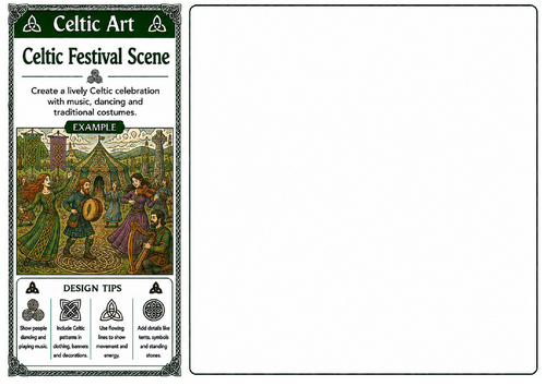 Celtic Festival Scene | Celtic Art Worksheet | Cultural Celebration Drawing Activity | KS2 KS3