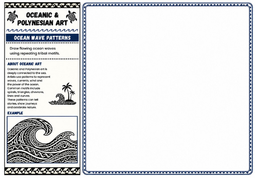 Ocean Wave Patterns | Oceanic & Polynesian Art Worksheet | KS2 KS3 Drawing Challenge