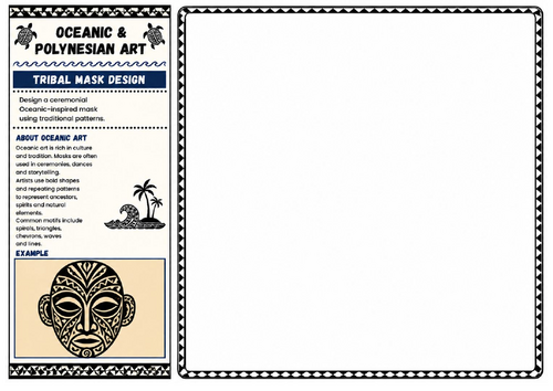 Tribal Mask Design | Oceanic & Polynesian Art Worksheet | KS2 KS3 Cultural Art