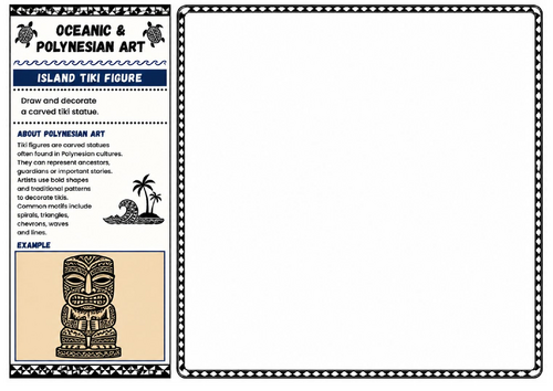 Island Tiki Figure | Oceanic & Polynesian Art Worksheet | KS2 KS3 Creative Drawing